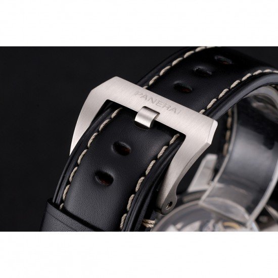 Swiss Panerai Luminor Marina 3 Days White Dial Stainless Steel Case Black Leather Strap