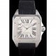 Swiss Cartier Santos Stainless Steel Bezel with Black Leather Strap 621524