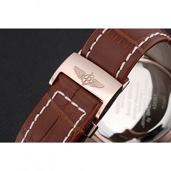 Breitling Bentley Motors Speed Gold Case White Dial Brown Leather Bracelet 622233