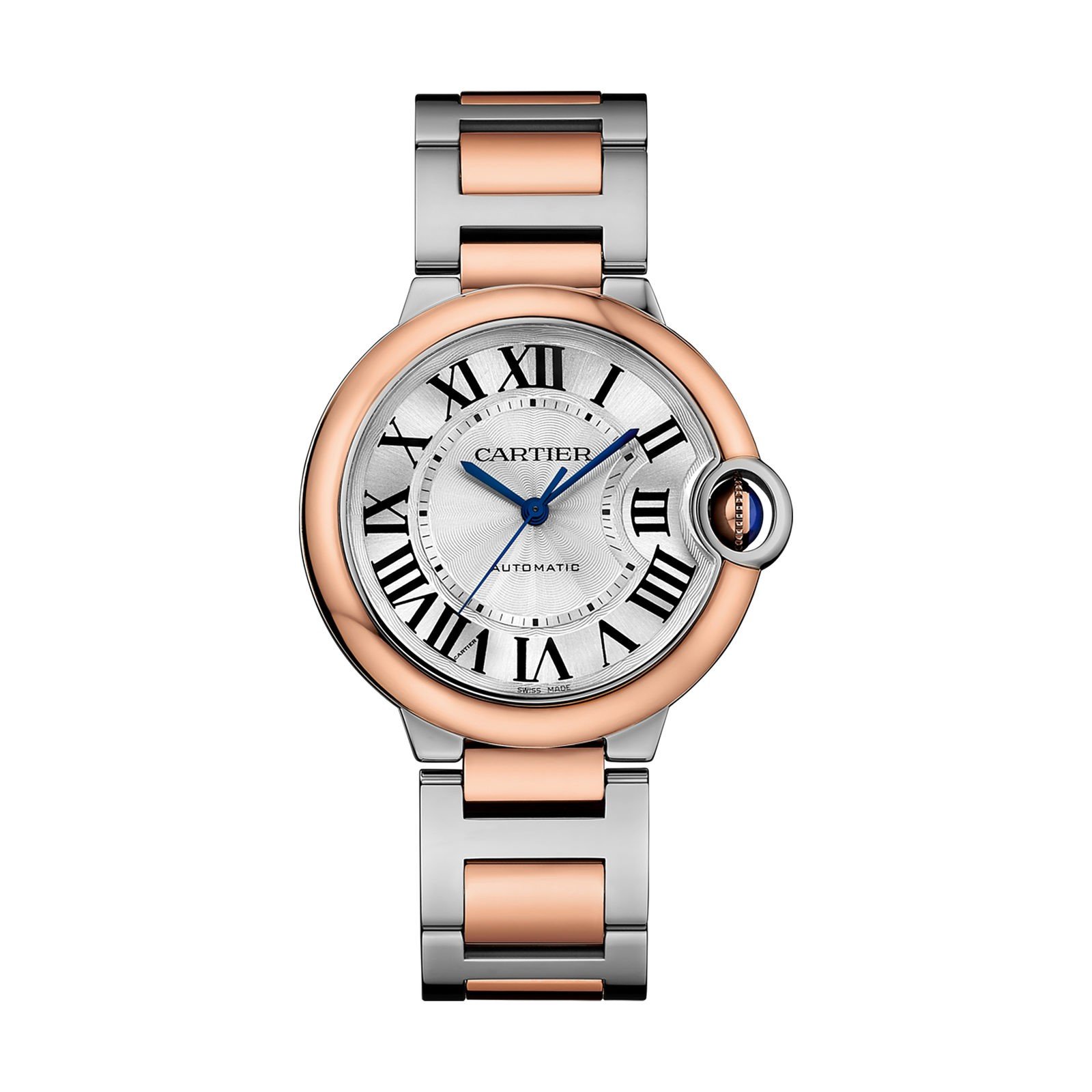 Swiss Ballon Bleu de Cartier watch, 36 mm, 18K pink gold and steel