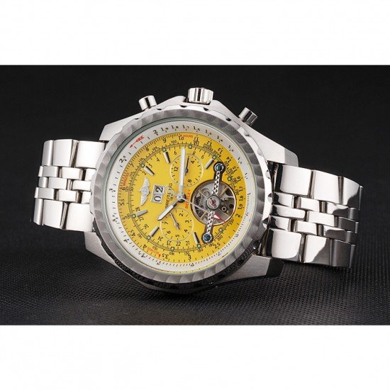 Breitling Bentley Mulliner Tourbillon Yellow Dial Stainless Steel Case And Bracelet 622734