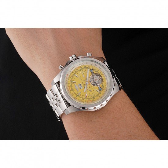 Breitling Bentley Mulliner Tourbillon Yellow Dial Stainless Steel Case And Bracelet 622734
