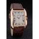 Cartier Tank Anglaise 36mm White Dial Gold Case Brown Leather Bracelet