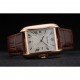 Cartier Tank Anglaise 36mm White Dial Gold Case Brown Leather Bracelet