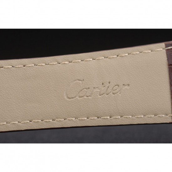 Cartier Tank Anglaise 36mm White Dial Gold Case Brown Leather Bracelet