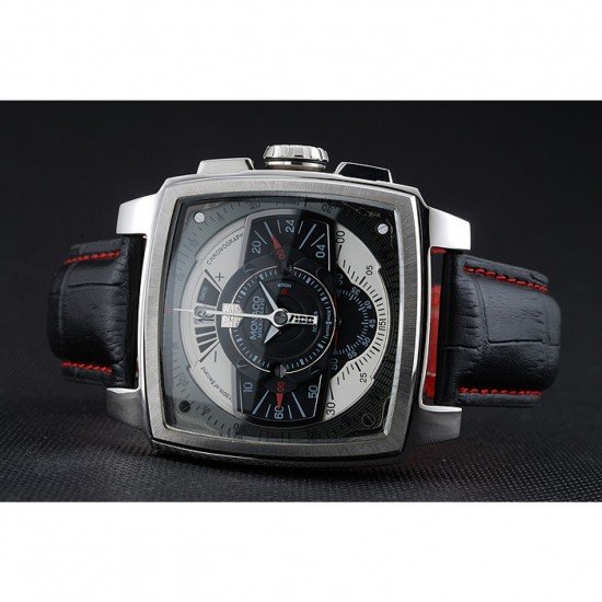 Tag Heuer Monaco Black-Green Perforated Leather Strap Black Dial 80308