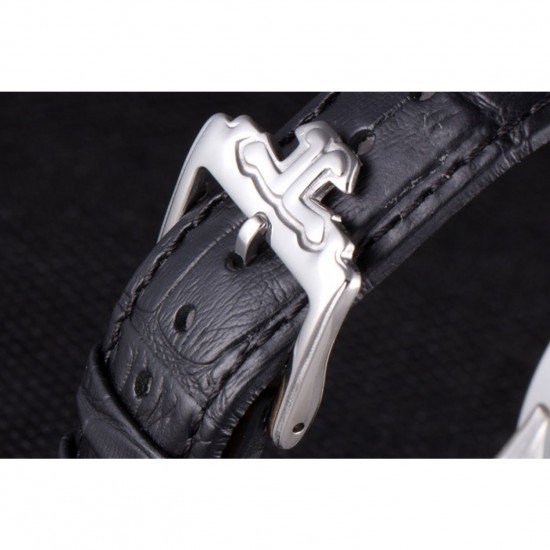 Jaeger Lecoultre Master Silver Bezel Black Leather Band 621615