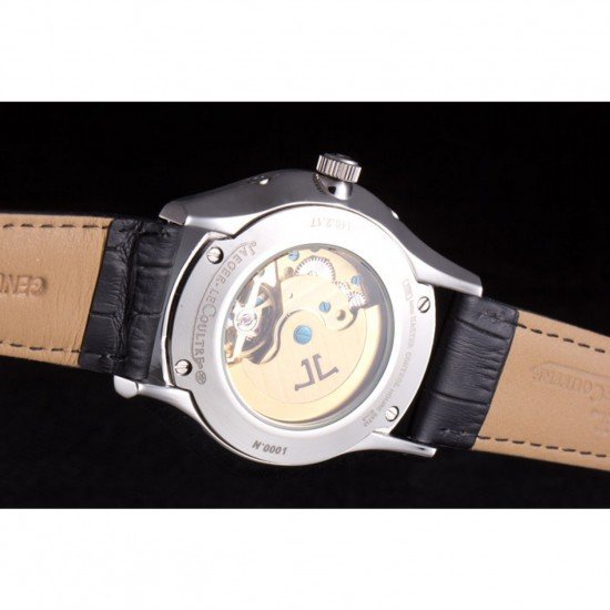 Jaeger Lecoultre Master Silver Bezel Black Leather Band 621615