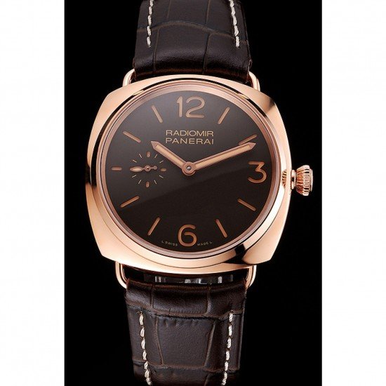 Swiss Panerai Radiomir Oro Rosso Brown Dial Rose Gold Case Brown Leather Strap