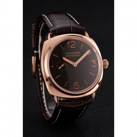 Swiss Panerai Radiomir Oro Rosso Brown Dial Rose Gold Case Brown Leather Strap