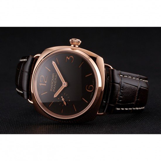 Swiss Panerai Radiomir Oro Rosso Brown Dial Rose Gold Case Brown Leather Strap