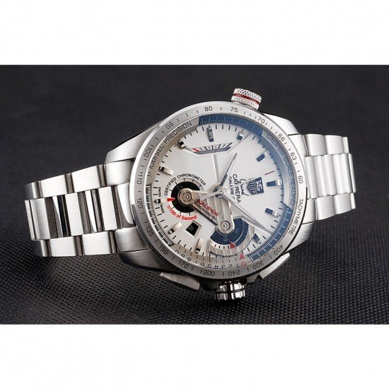 Tag Heuer Swiss Carrera Tachymeter Bezel Stainless Steel White Dial