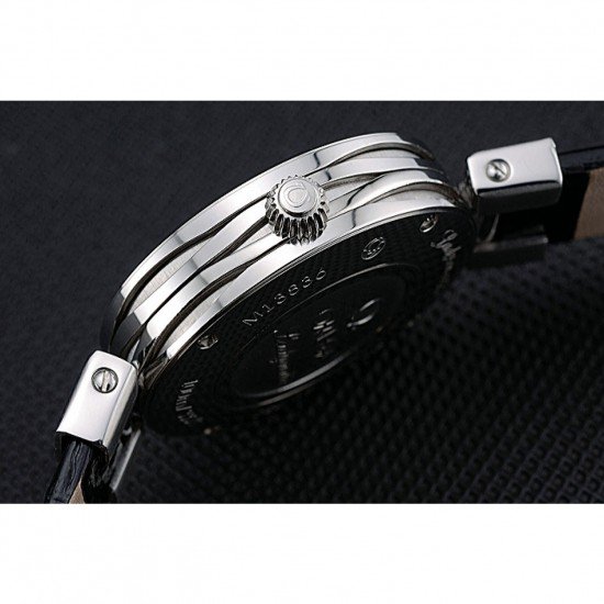 Omega Ladymatic Black Dial Black Leather Bracelet 622458