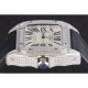 Swiss Cartier Santos Silver Bezel with Diamonds and Black Leather Strap sct47 621531