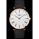 Swiss Longines Grande Classique White Dial Roman Numerals Gold Case Black Leather Strap