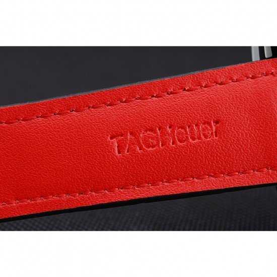 Tag Heuer Monaco Black-Red Perforated Leather Strap Black Dial 80309