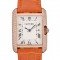 Cartier Tank Anglaise 30mm White Dial Diamonds Gold Case Orange Leather Bracelet