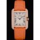 Cartier Tank Anglaise 30mm White Dial Diamonds Gold Case Orange Leather Bracelet