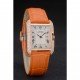 Cartier Tank Anglaise 30mm White Dial Diamonds Gold Case Orange Leather Bracelet