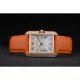 Cartier Tank Anglaise 30mm White Dial Diamonds Gold Case Orange Leather Bracelet