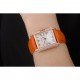 Cartier Tank Anglaise 30mm White Dial Diamonds Gold Case Orange Leather Bracelet