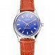 Swiss Rolex Datejust Blue Dial Stainless Steel Case Light Brown Leather Strap