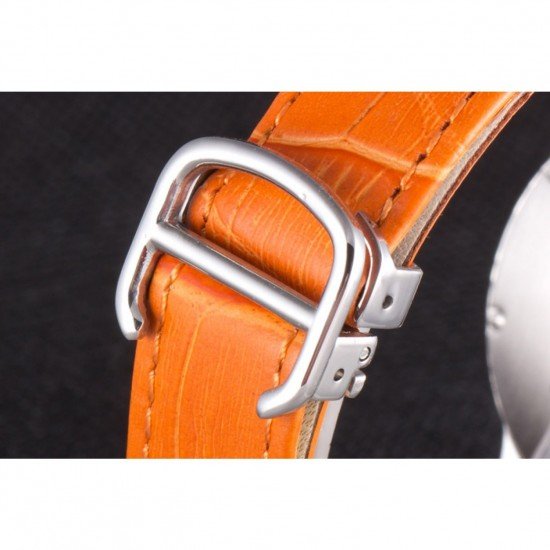 Cartier Ballon Bleu Silver Bezel with White Dial and Orange Leather Band 621550