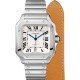 Swiss Santos de Cartier watch, Large model, automatic, steel, interchangeable metal and leather bracelets