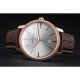 Swiss Vacheron Constantin Patrimony White Dial Rose Gold Diamonds Case Brown Leather Bracelet 1454170