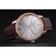 Swiss Vacheron Constantin Patrimony White Dial Rose Gold Diamonds Case Brown Leather Bracelet 1454170