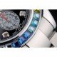 Rolex Daytona Cosmograph Rainbow Crystals Bezel Stainless Steep Strap Black Dial 80250