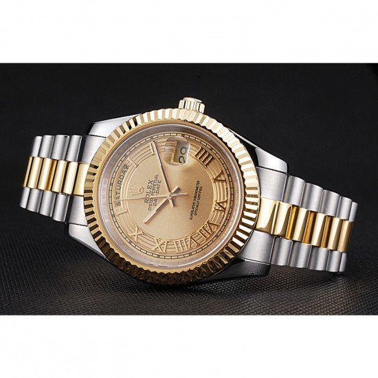 Rolex Day-Date Two Tone Stainless Steel 18k Gold Plated Gold Dial