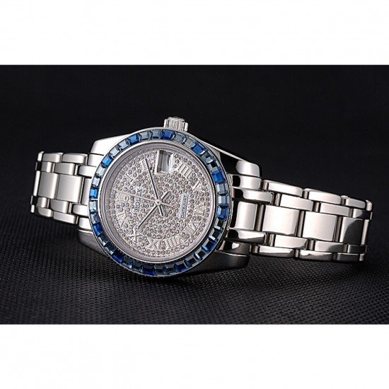 Rolex Datejust Diamond Dial Blue Jewels Bezel Stainless Steel Case And Bracelet 622834