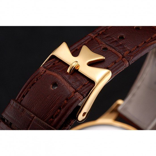 Vacheron Constantin Patrimony Chronometre Royal Gold Dial Gold Case Brown Leather Strap