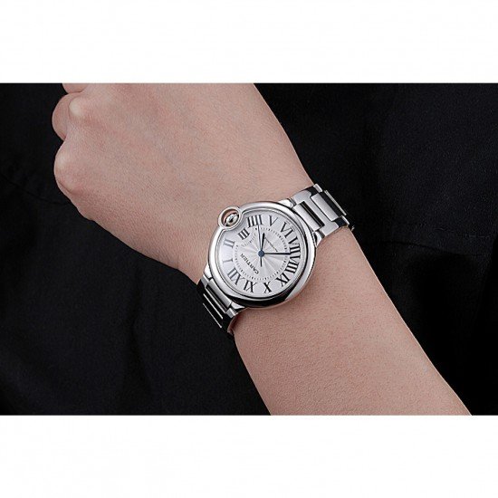 Swiss Cartier Ballon Bleu Silver Dial Stainless Steel Bracelet