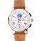 Montblanc Twinfly Chronograph White Dial Brown Suede Leather Bracelet 1454116