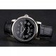 Swiss Cartier Rotonde Annual Calendar Black Dial Stainless Steel Case Black Leather Strap