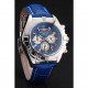 Breitling Chronomat Patrouille De France Blue Dial Stainless Steel Case Blue Leather Strap