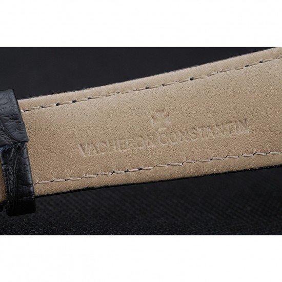 Vacheron Constantin Patrimony Power Reserve Black Dial Silver Diamond Case Black Leather Bracelet 1454267