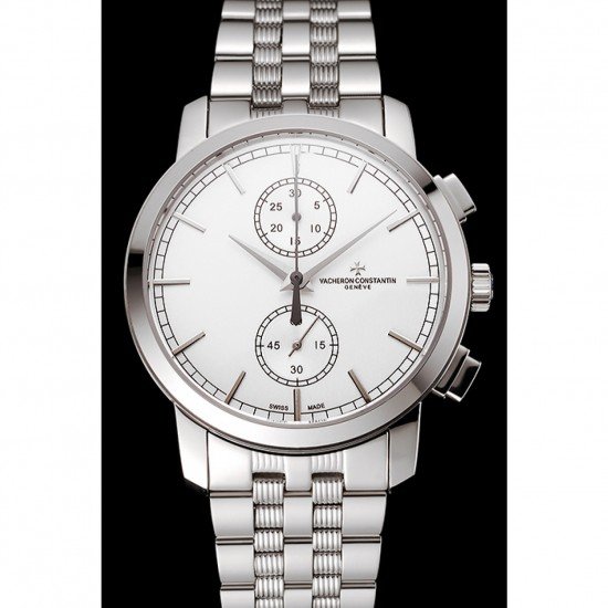 Swiss Vacheron Constantin Patrimony Traditionnelle Chronograph White Dial Stainless Steel Case And Bracelet 1453755