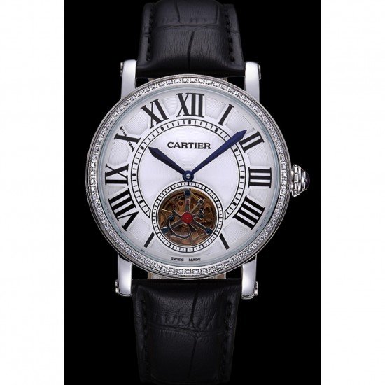 Cartier Rotonde Flying Tourbillon Diamonds White Dial 621954