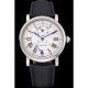 Cartier Rotonde White Dial Stainless Steel Case Black Leather Strap 622757