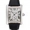 Cartier Tank MC White Dial Stainless Steel Case Black Leather Strap 622576