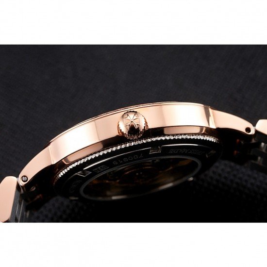 Swiss Vacheron Constantin Traditionnelle White Dial Diamond Bezel Rose Gold Case Two Tone Bracelet