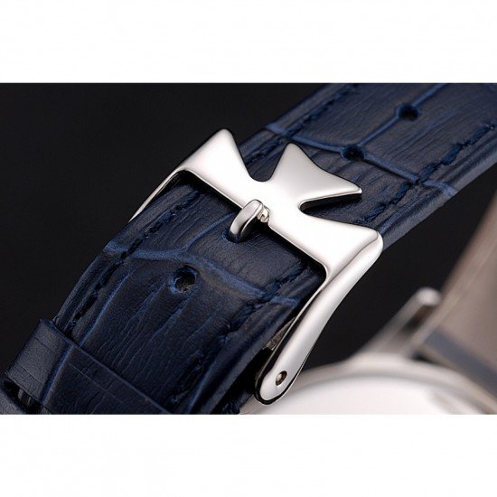 Vacheron Constantin Patrimony Chronometre Royal White Dial Stainless Steel Case Blue Leather Strap