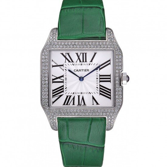 Cartier Santos 100 Diamond Silver Bezel 621929