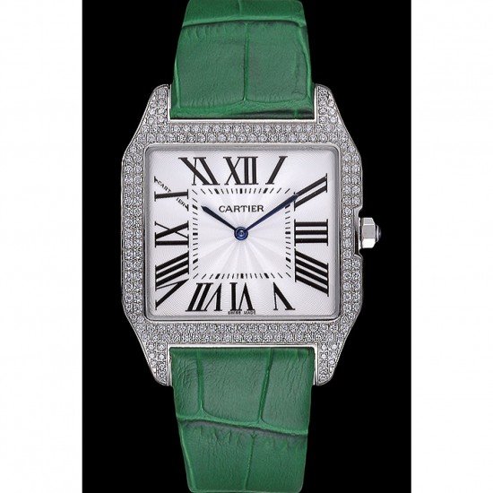 Cartier Santos 100 Diamond Silver Bezel 621929