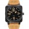 Bell and Ross BR 01-92 Black Dial Black Case Brown Leather Strap