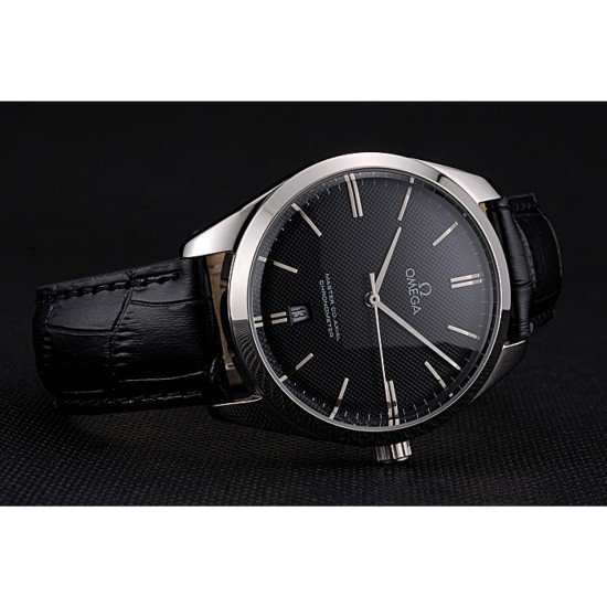 Omega Tresor Master Co-Axial Black Dial Stainless Steel Case Black Leather Strap