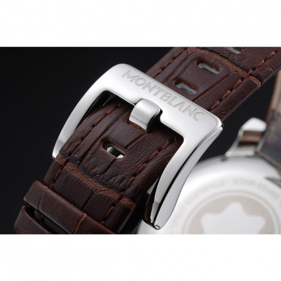 Montblanc Twinfly Chronograph White Dial Brown Leather Bracelet 1454117
